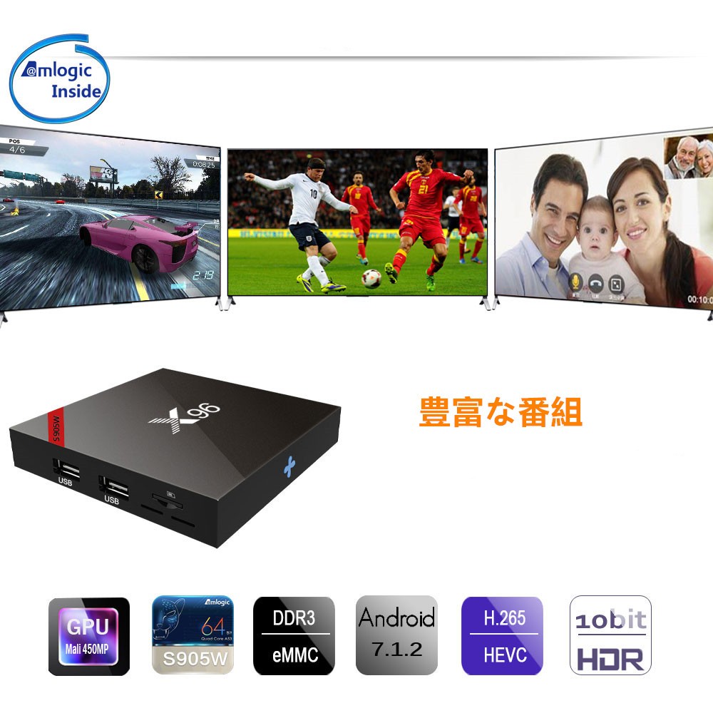 X96W Android TV Box アンドロイドテレビボックス Android7.1サポート、4K、2GB +16GB - 画像 (3)