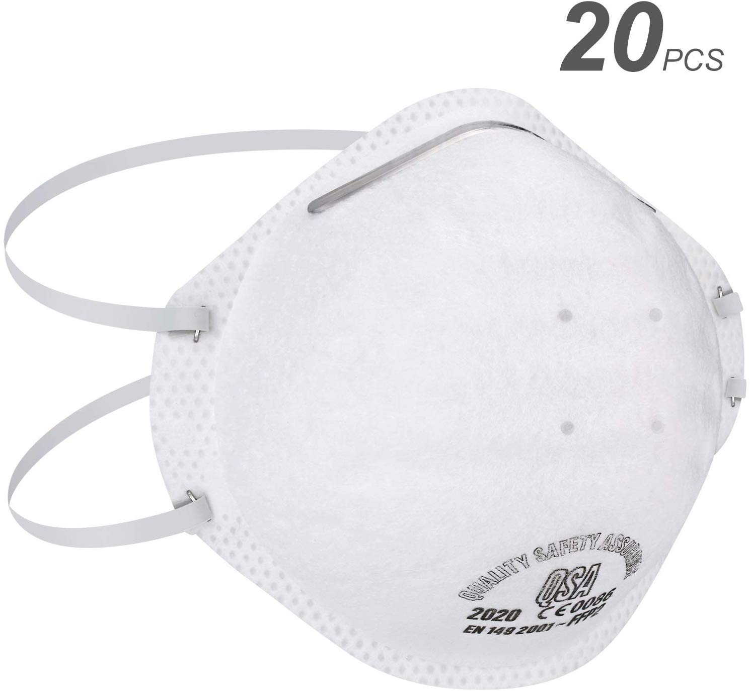 N95 マスク, FFP2 20枚, フィルタリング効率99.99%,マスク ヘッドバルブタイプ グレードマスクバルブ付きホワイト (20枚, FFP2)
